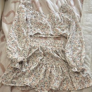 SHEIN Floral Print Two-Piece Set - Multicolor